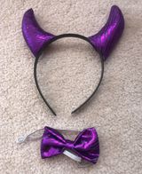Purple Devil Horns with Bow Tie Halloween Costume Photo 0