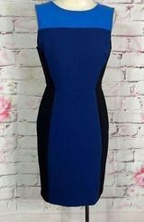 Loft sleeveless blue black color block business professional office work dress s Photo 0