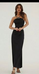 Black Maxi Dress With Metal Buckle Size XS Photo 0