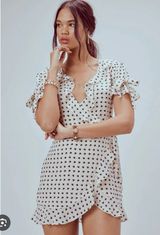 For Love and Lemons • Sweetheart Ruffle Heart Print Ivory Cream Mini Dress • XS Photo 0