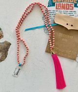 Shiraleah  x Anthro | Bali Hot Pink Tassel & Wooden Beads Boho Style Necklace Photo 0