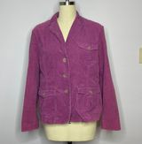 Lands'End Pink Corduroy Button Down Jacket- Floral Collar Size 18 Photo 0