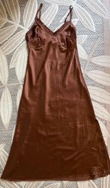 Brown Slip Midi Dress Photo 0