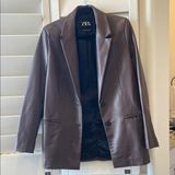 Zara Women's Brown faux leather blazer Photo 0