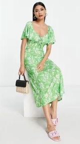 Green Floral Maxi Dress Photo 0