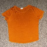 Ribbed Lettuce Trim Top Orange Size M Photo 0
