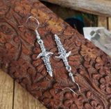 Dagger knife Earrings Silver sword Photo 0