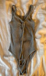 Gray Lace Up Bodysuit Photo 0