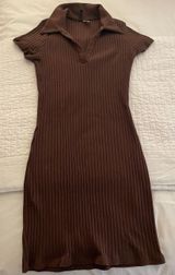 Divided Brown Bodycon Polo Dress Photo 0