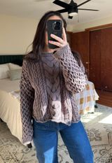 Cable Knit Asymmetrical Sweater Photo 0