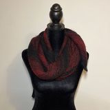 Calvin Klein Knit Scarf. Black/Burgundy Photo 0