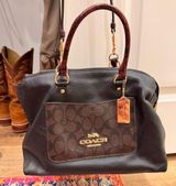 Coach Signature Leather Satchel • Snake Embossed Handles • Crossbody Photo 0