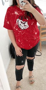 UGA Bleached Tee Red Size L Photo 0