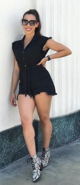 Nasty Gal Black Denim Romper Photo 0
