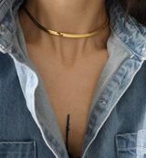Snake Bone Chain Necklace Gold Photo 0