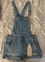 Light Blue Denim Overall Shorts Photo 0