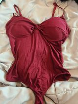 Red Ribbed Bodysuit Size M Photo 0
