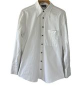 VTG‎ 90's Versace Classic V2 White Collared Shirt Metal Logo Buttons L Old Money Photo 0