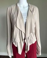 BCBGMAXAZRIA Donnie Draped Waterfall Crop Cardigan Beige Photo 0