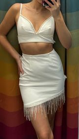 White Glitter Fringe Set Photo 0