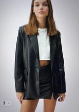 Pull & Bear Faux Leather Blazer Photo 0