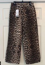 NWT Women's NA-KD Leopard Print Wide Leg Jeans Size 8 Medium Photo 0