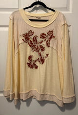 POL Cream and Brown Floral Blouse Photo 0