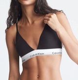 Calvin Klein Modern Cotton Triangle Bralette in Black size Small (S) Photo 0
