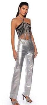 Akira Metallic Silver Pants Photo 0