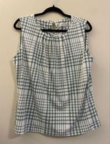 Calvin Klein Sleeveless Plaid Tank in Sage Green and White - XL Photo 0