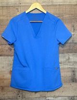 Figs Casma Three Pocket Scrub Top Women's size Small Baby Blue (Ciel Blue?) Photo 0