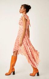 Medium Joaquin Midi Dress Peach Ruffle Photo 0