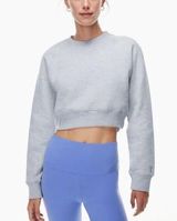 Aritzia TNA cozy fleece raglan grey cropped crewneck sweater Photo 0