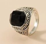 Boutique Silver & Black Gemstone Ring  Photo 0