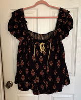Free People Black Floral Blouse Photo 0