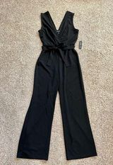 J for Justify NWT Justify Black V-Neck Jumpsuit Front Tie Size Large Photo 0