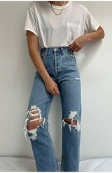 AGOLDE 90s Mid-Rise Loose Fit Ripped Jeans, Fall Out, 26 (Hemmed) Photo 0