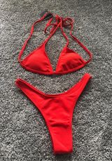 Red Bikini Set High Leg Photo 0