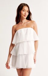 Abercrombie & Fitch Organza Tiered Strapless Mini Dress Photo 0