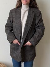 Vintage  Gray Plaid Blazer Photo 0