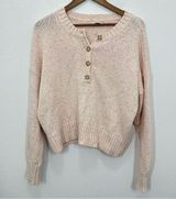 American Eagle Womens Size Large Pink Henley Knit Sweater Casual Preppy Layering Photo 0