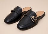 Lulus Black Buckle Mules Slides Photo 0