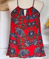 Burnt orange Floral Design Keyhole Top Photo 0