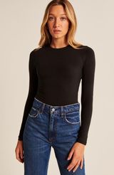 Abercrombie Long Sleeve Cotton Seamless Crew Bodysuit Photo 0