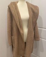 Zara Faux Fur Hooded Wrap Coat Jacket, Size Large Photo 0