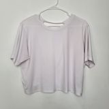Fabletics white cropped semi sheer open back tee Photo 0