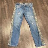 Pilcrow and the letterpress, leopard trim, boyfriend, distressed jeans Photo 0