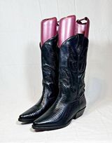 Vintage Hunt Club Tricia Black Leather Reptile Embossed Cowgirl Western Boots~6~  Photo 0