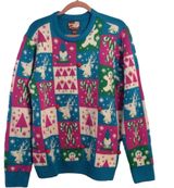 Ugly Christmas Sweater Large L trees gnomes snow gingerbread candy cane deer Photo 0