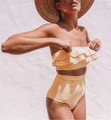 Boutique 341 yellow ruffled high waist swimsuits Photo 0